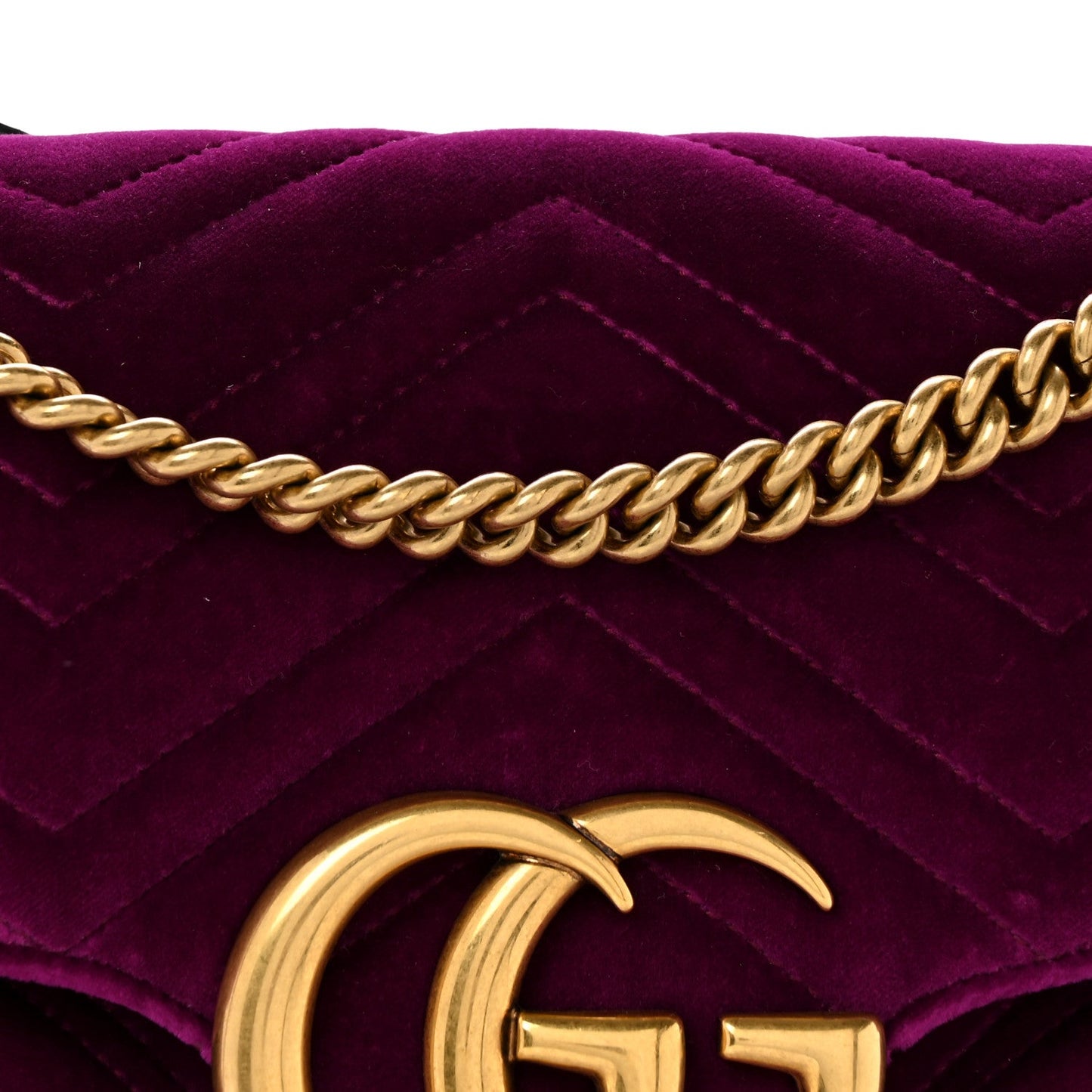 Velvet Matelasse Medium GG Marmont Shoulder Bag Fuchsia Violet Cyclamen