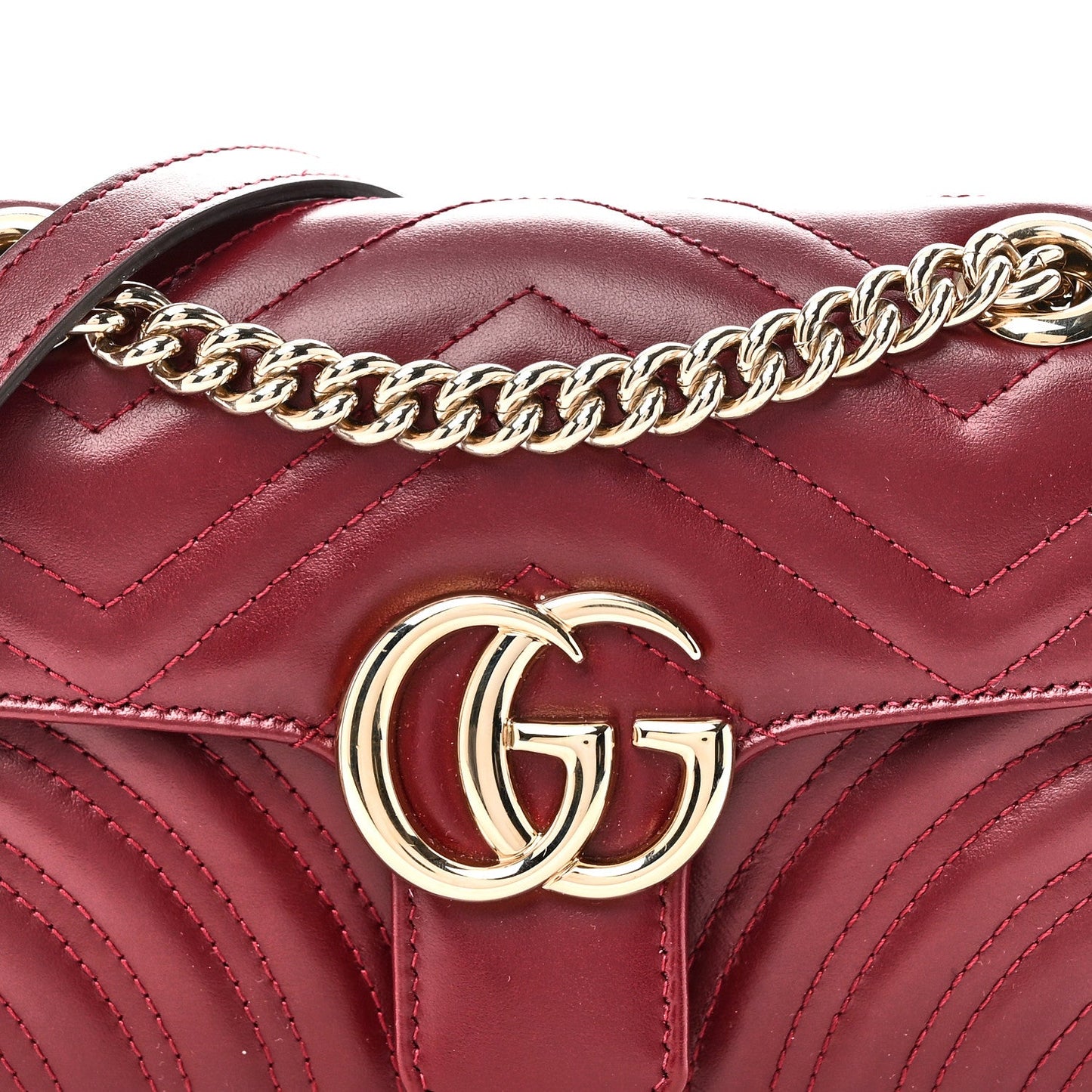 Calfskin Matelasse Mini GG Marmont Shoulder Bag Rosso Ancora