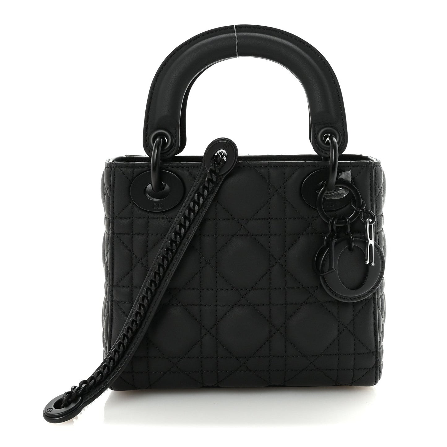 Ultra Matte Calfskin Cannage Mini Lady Dior Black