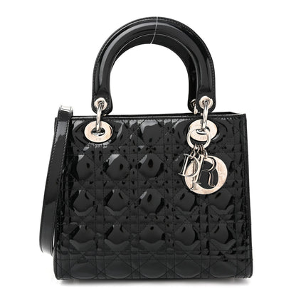 Patent Cannage Medium Lady Dior Black