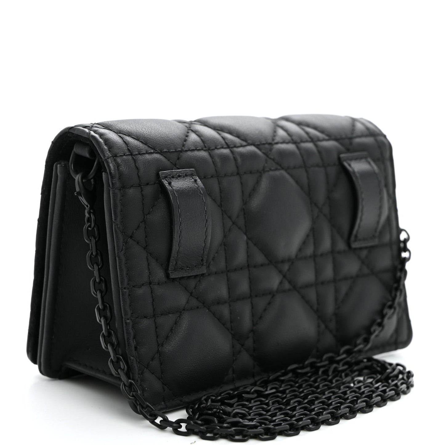 Ultra Matte Calfskin Cannage Nano Lady Dior Pouch Black