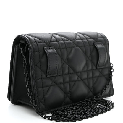 Ultra Matte Calfskin Cannage Nano Lady Dior Pouch Black