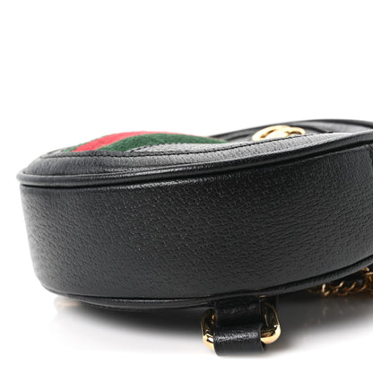 Grained Calfskin Web Mini Ophidia Round Backpack  Black