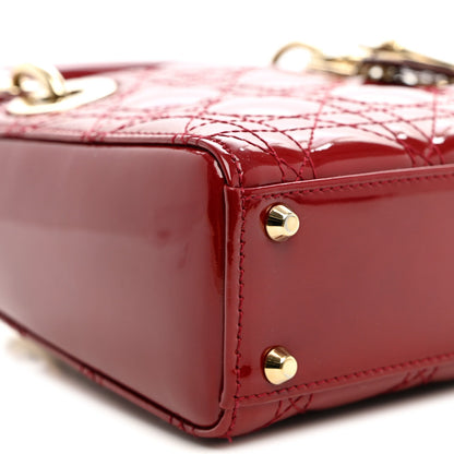 Patent Cannage Mini Lady Dior Red