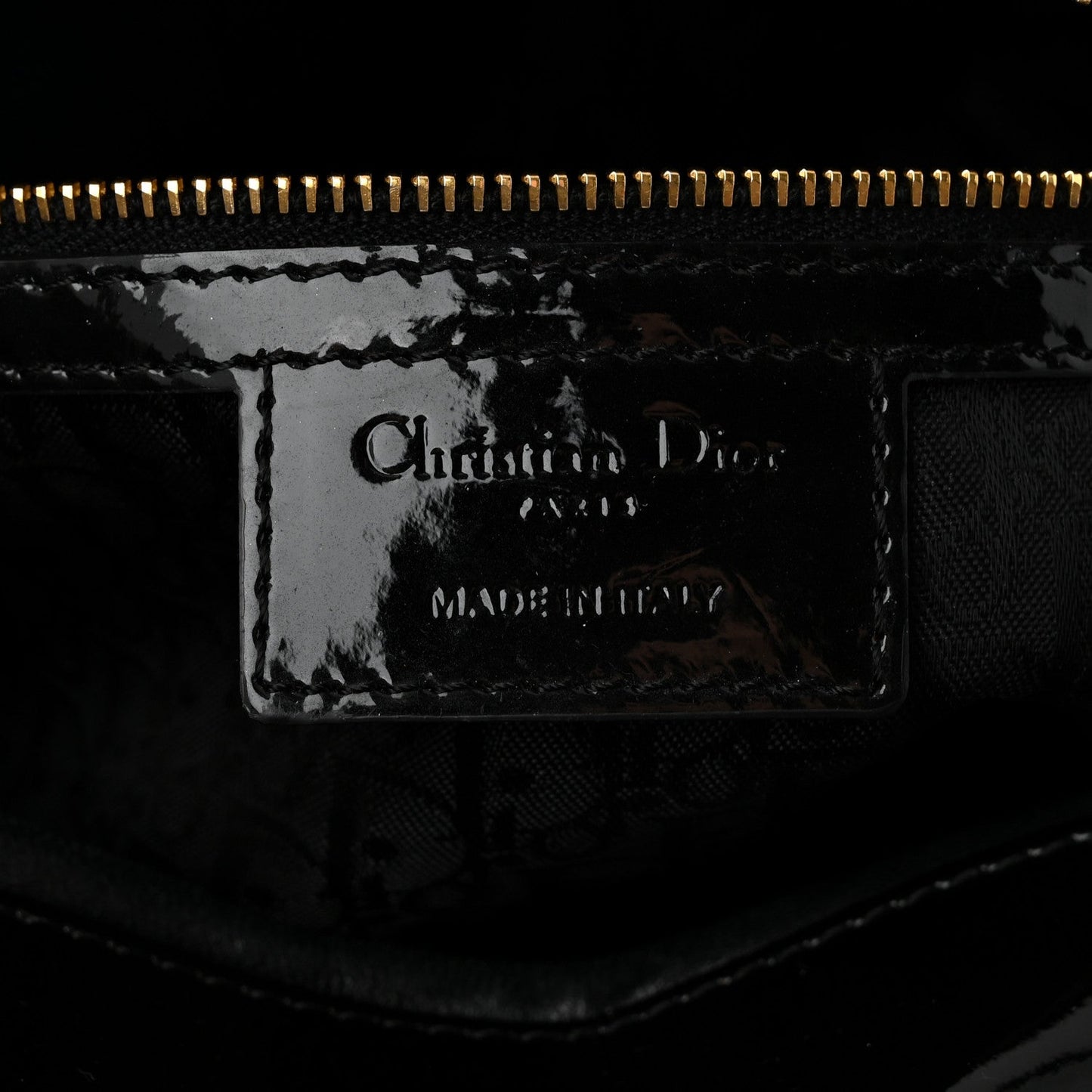 Patent Cannage Large Lady Dior Black