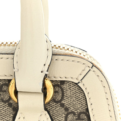 GG Supreme Monogram Azalea Calfskin Mini Horsebit 1955 Top Handle Bag Beige Ebony Mystic White