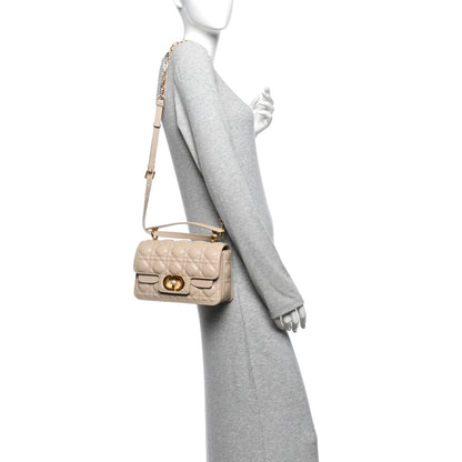 Calfskin Cannage Small Jolie Top Handle Bag Powder Beige