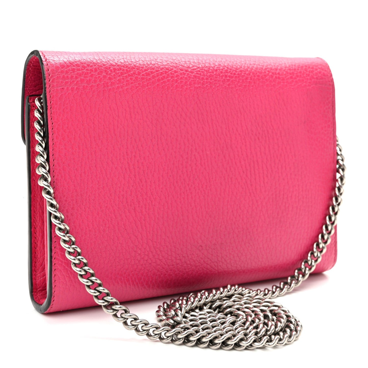Dollar Calfskin Crystal Mini Dionysus Chain Wallet Box Pink