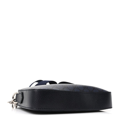 GG Supreme Monogram Textured Dollar Calfskin Web Ophidia Wristlet Shoulder Bag Black Blue