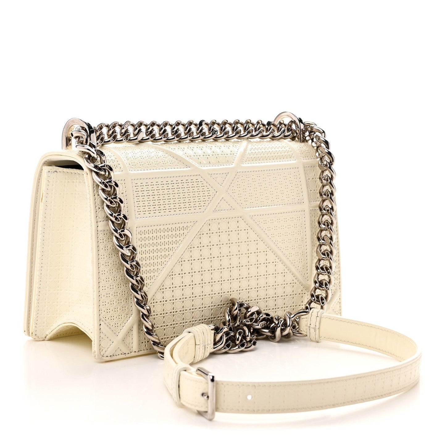 Patent Micro-Cannage Small Diorama Flap Bag White