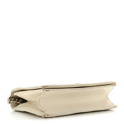 Lambskin Sequin Medium Diorama Flap Bag White