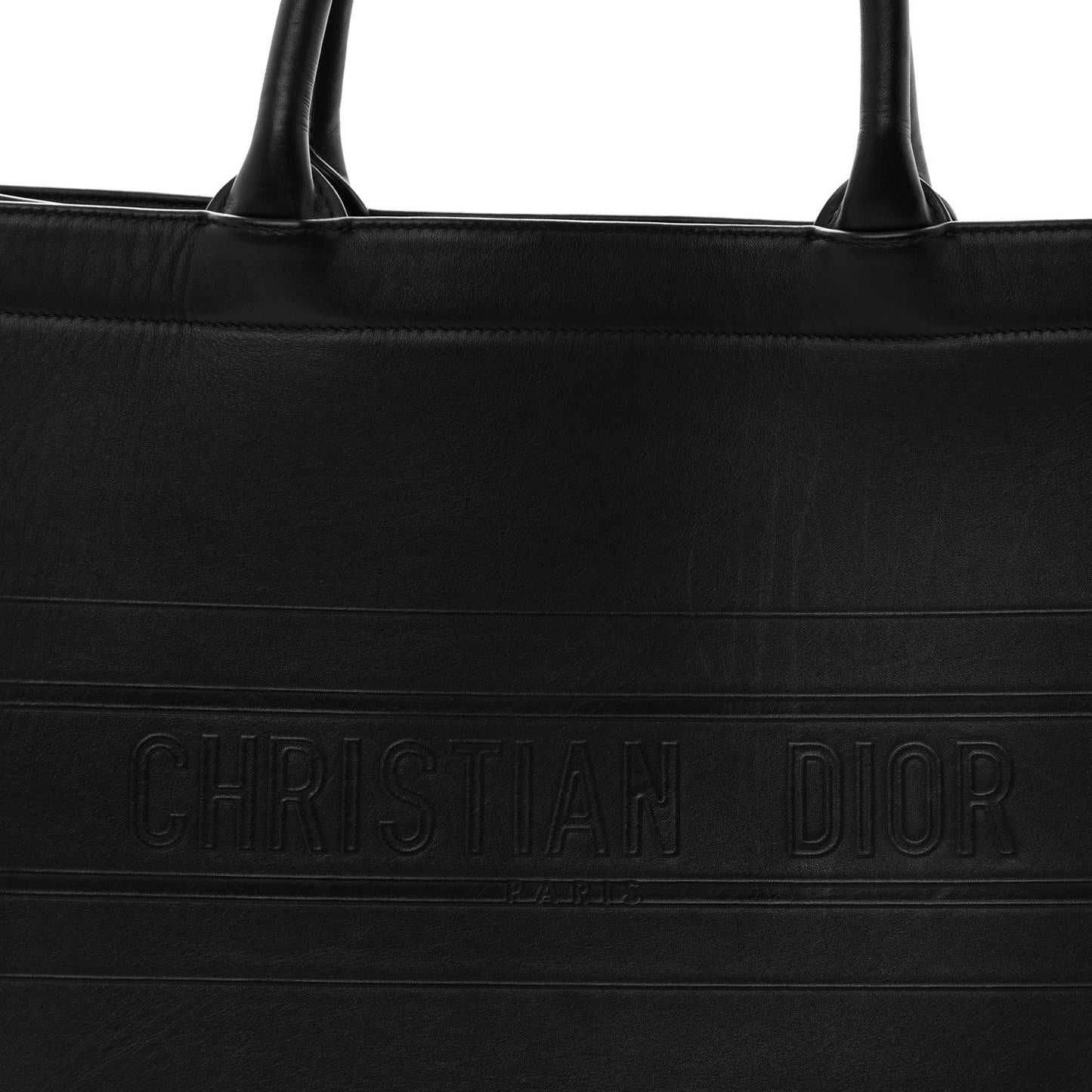 Calfskin Embossed Medium Book Tote Black