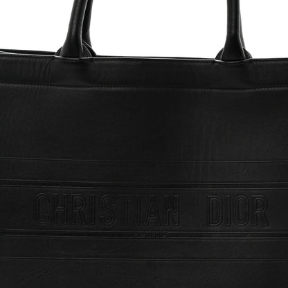 Calfskin Embossed Medium Book Tote Black