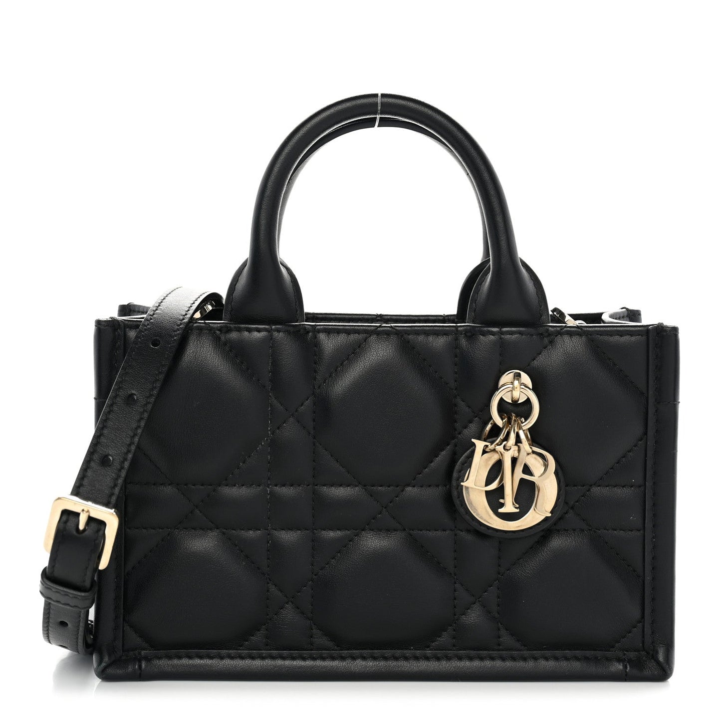Calfskin Macrocannage Mini Book Tote Black