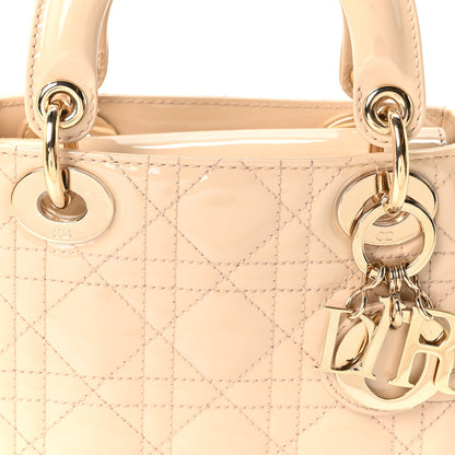 Patent Cannage Mini Lady Dior Beige