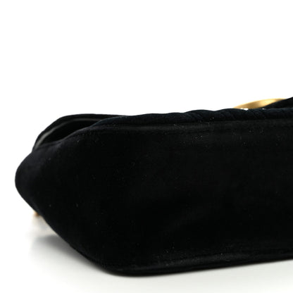 Velvet Matelasse Marquise Crystals Embroidered Small GG Marmont Shoulder Bag Black