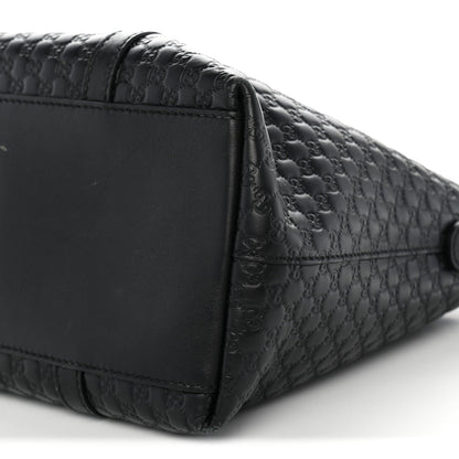 Soft Microguccissima Small Zippered Satchel Black