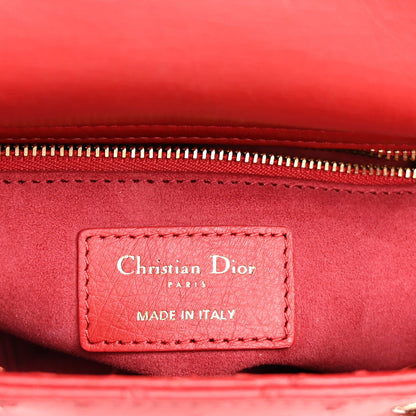 Ostrich Small Lady Dior Red