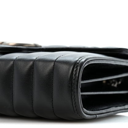 Calfskin Matelasse Aria GG Marmont Chain Wallet Black