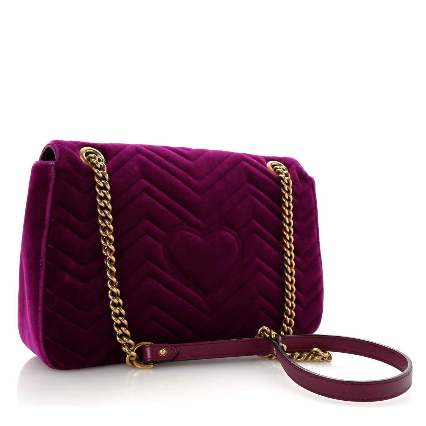 Velvet Matelasse Medium GG Marmont Shoulder Bag Fuchsia Violet Cyclamen