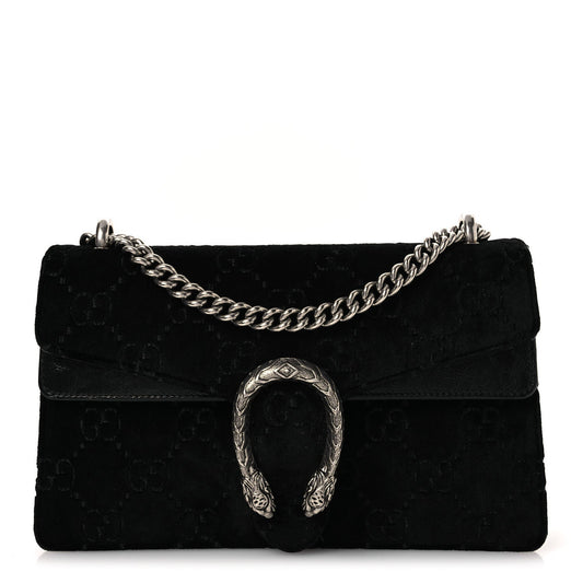 Velvet GG Monogram Small Dionysus Shoulder Bag Black