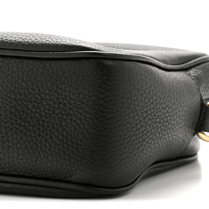 Pebbled Calfskin Small Soho Disco Bag Black