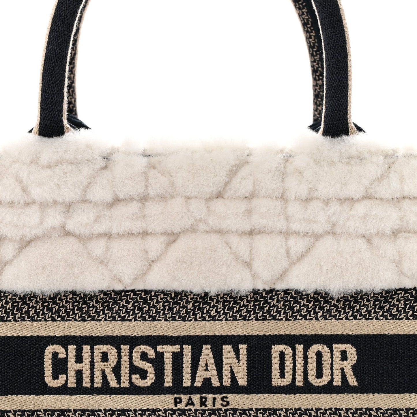 Shearling Cannage Small Book Tote Ecru Blue