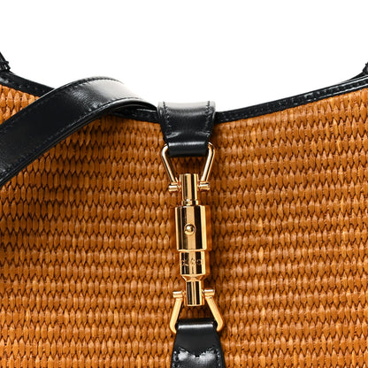 Straw Lux Boarded Dyana Lux Calfskin Small Jackie 1961 Hobo Natural Blue