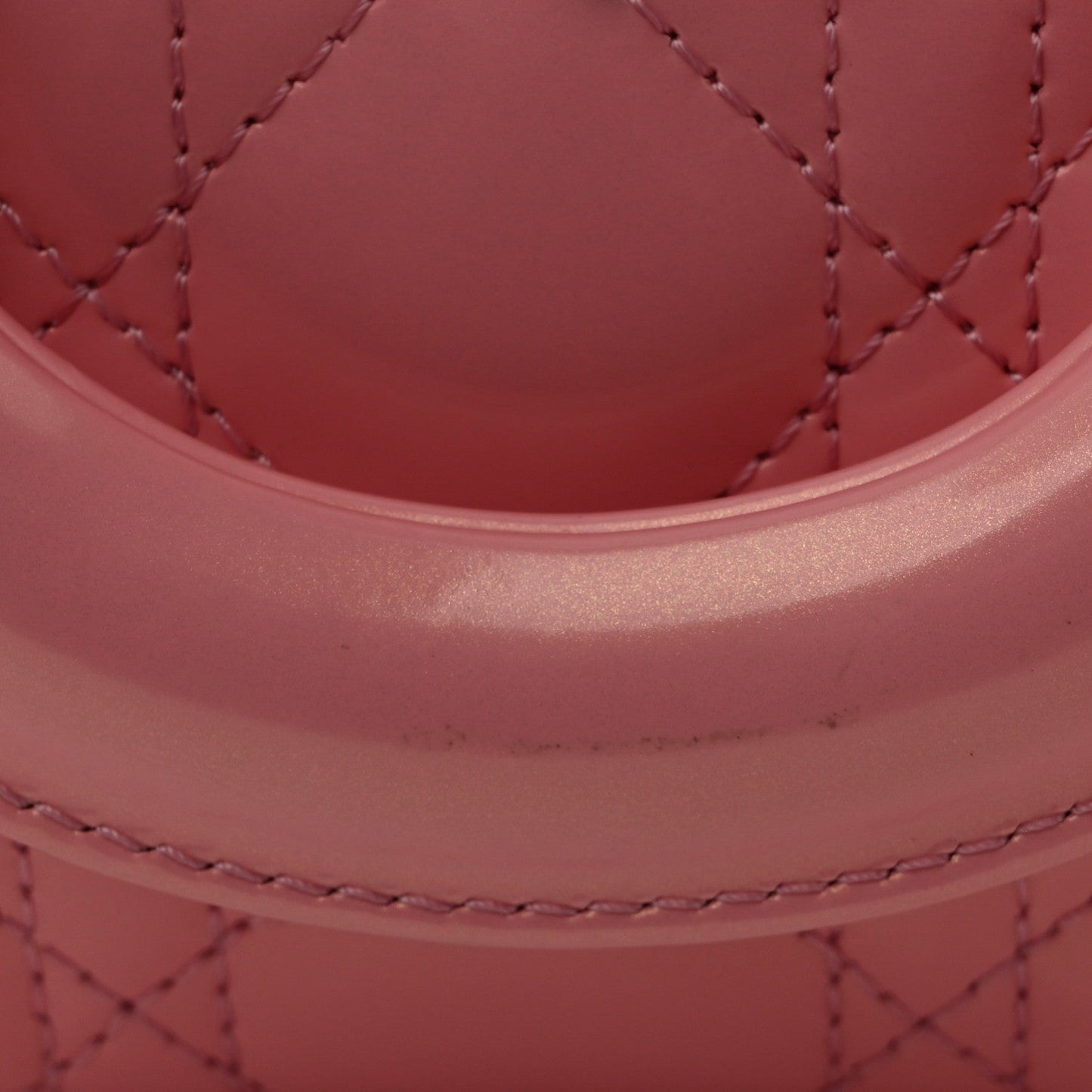 Metallic Lambskin Cannage Small Lady D-Joy Pink