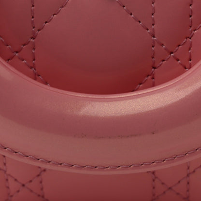 Metallic Lambskin Cannage Small Lady D-Joy Pink