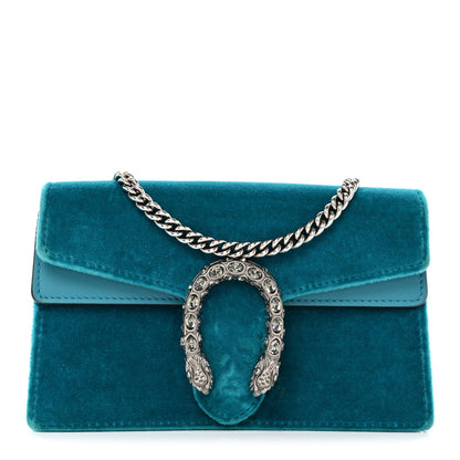 Velvet Super Mini Dionysus Shoulder Bag Pavone Cyan