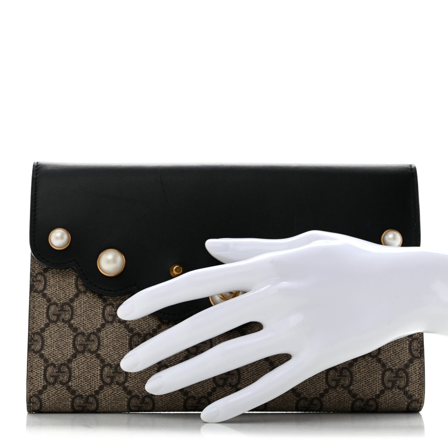 GG Supreme Monogram Mini Peony Pearly Black