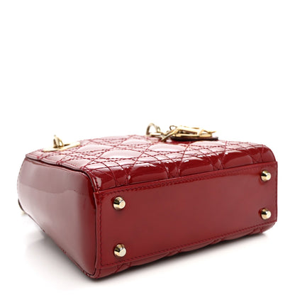 Patent Cannage Mini Lady Dior Red