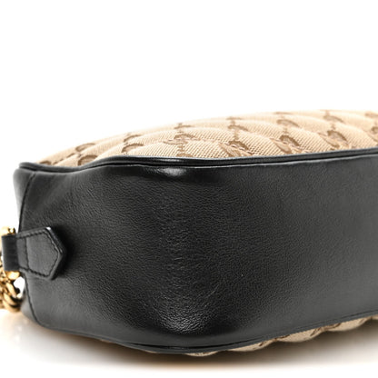 Monogram Matelasse Diagonal Small GG Marmont Chain Shoulder Bag Beige Black