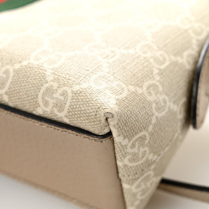 GG Supreme Monogram Textured Dollar Calfskin Web Small Ophidia Dome Shoulder Beige Mystic White Oatmeal