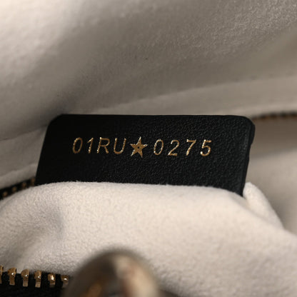 Calfskin Newspaper Printed Mini Lady Dior Black White