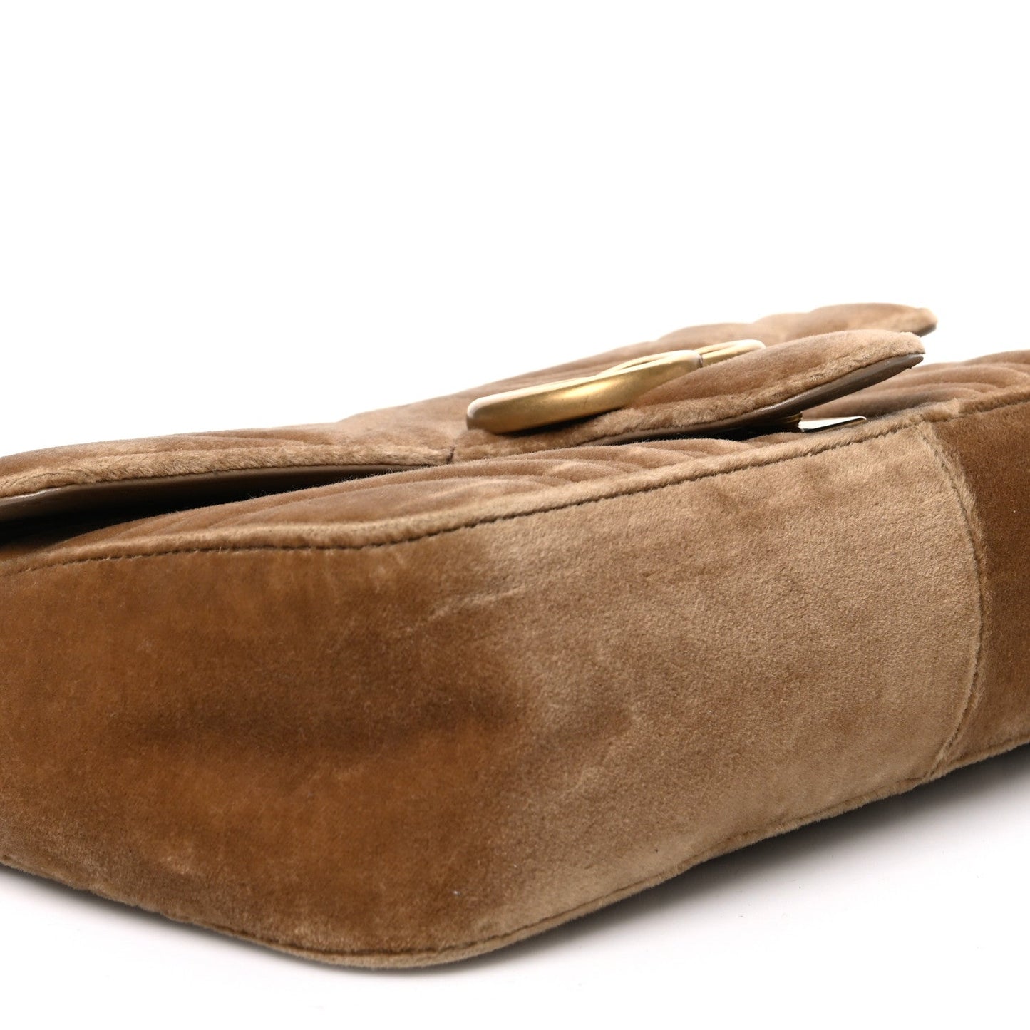 Velvet Matelasse Medium GG Marmont Shoulder Bag Taupe