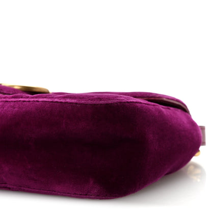 Velvet Matelasse Mini GG Marmont Shoulder Bag Fuchsia Violet Cyclamen