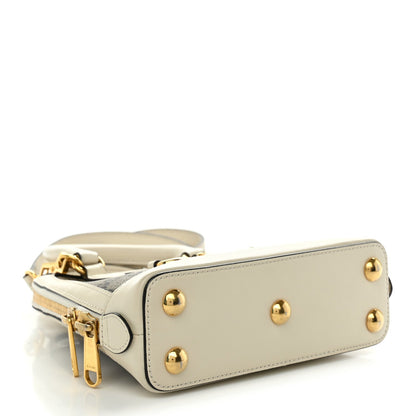 GG Supreme Monogram Azalea Calfskin Mini Horsebit 1955 Top Handle Bag Beige Ebony Mystic White