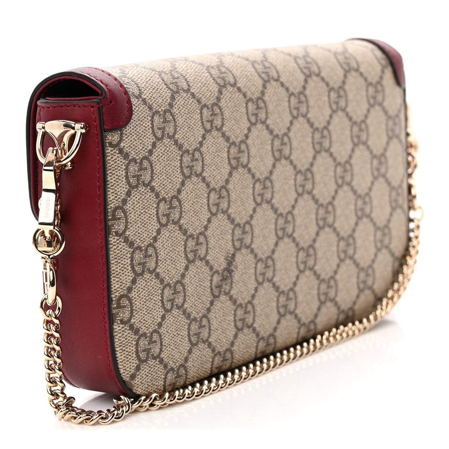 GG Supreme Monogram Azalea Calfskin Horsebit 1955 Mini Bag Beige Ebony Rosso Ancora