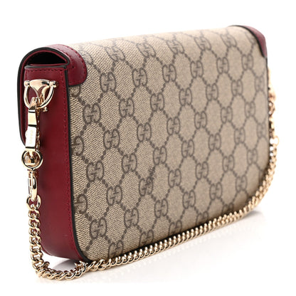 GG Supreme Monogram Azalea Calfskin Horsebit 1955 Mini Bag Beige Ebony Rosso Ancora