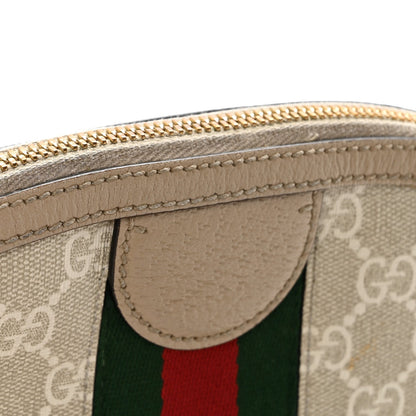 GG Supreme Monogram Textured Dollar Calfskin Web Small Ophidia Dome Shoulder Beige Mystic White Oatmeal