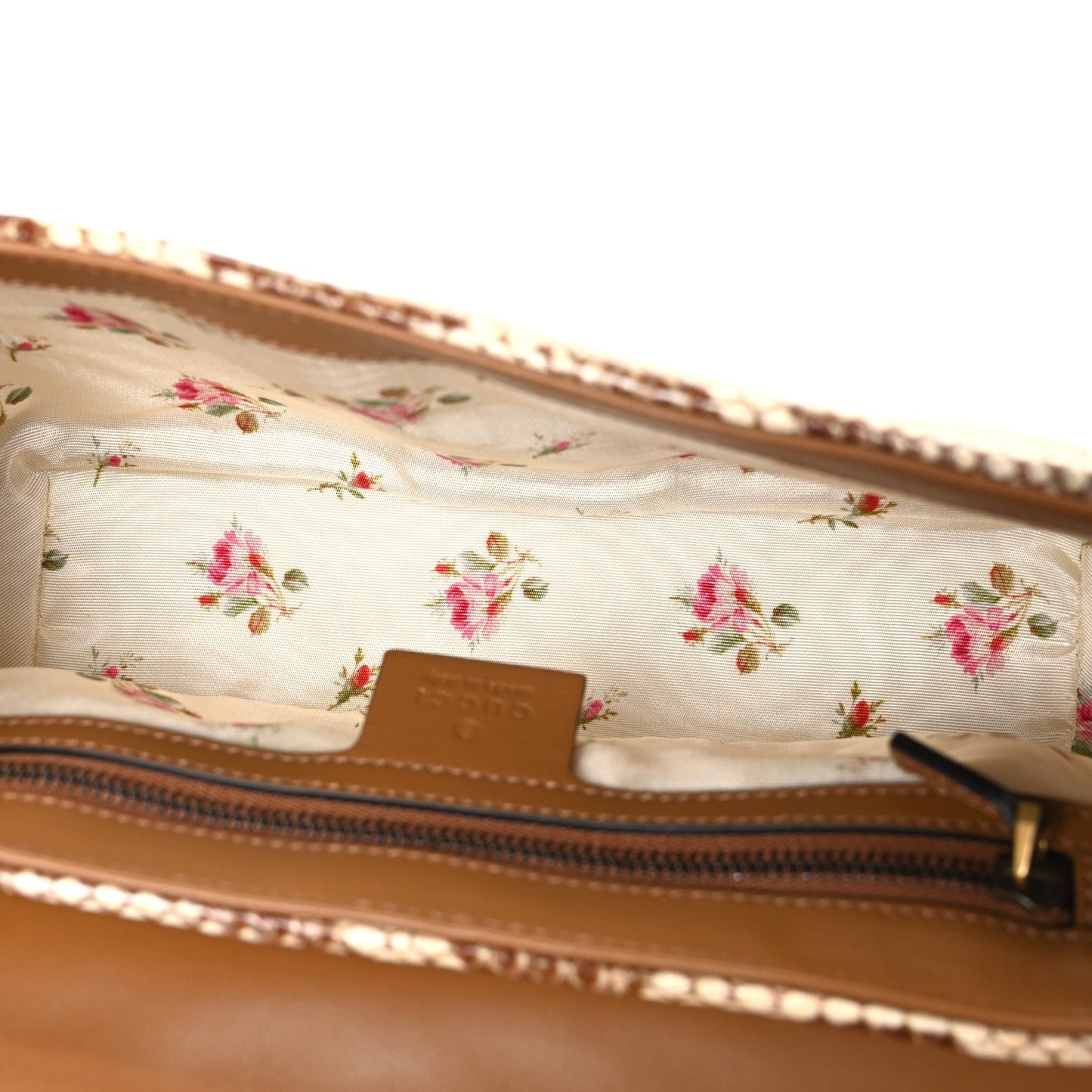 Raffia Elaphe Matelasse Small GG Marmont Shoulder Bag Natural Cream Brown