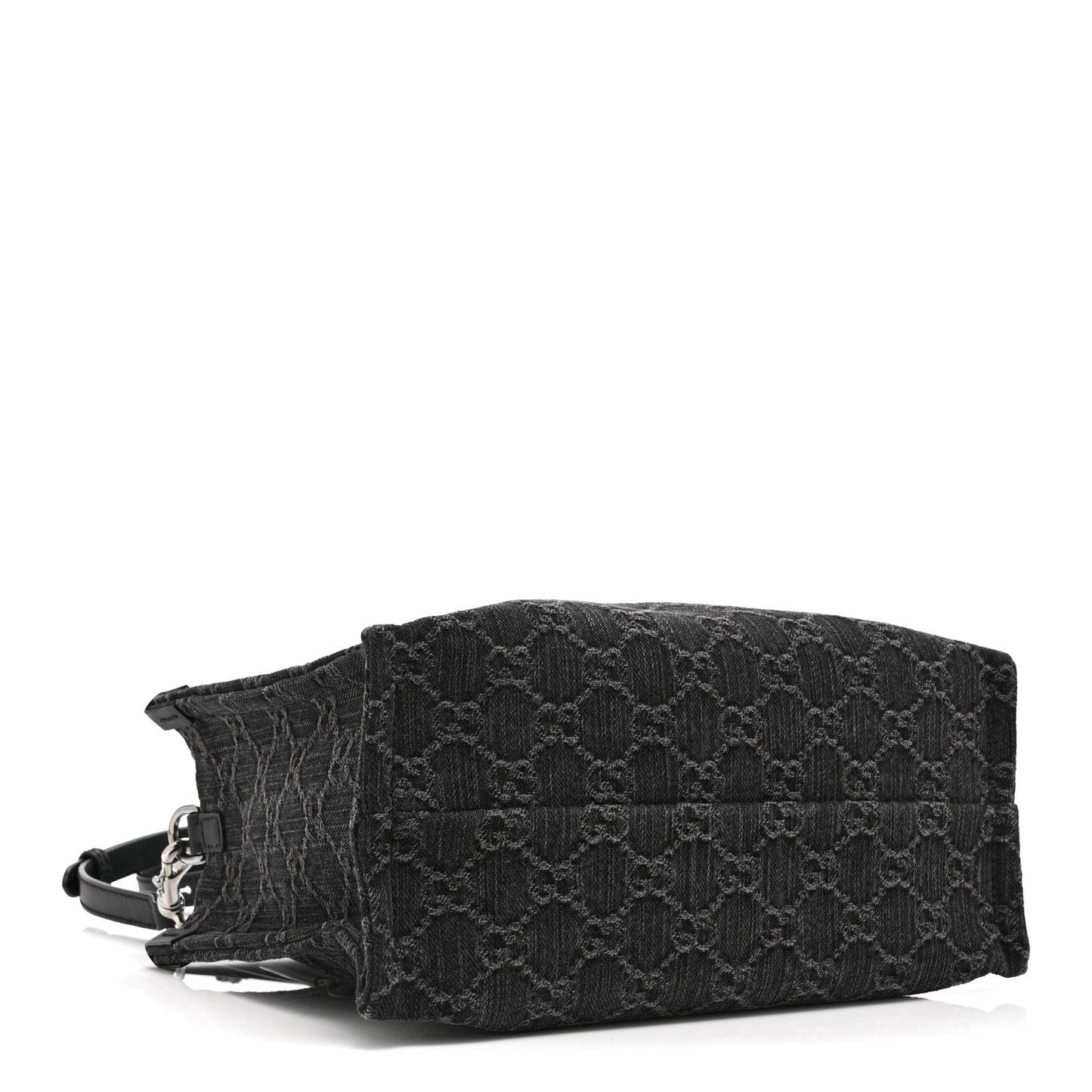 Denim Ophidia GG Monogram Tote Medium Black Grey