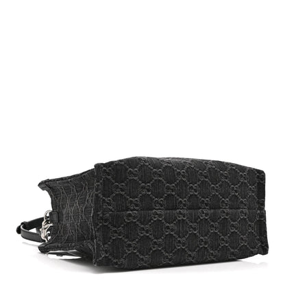 Denim Ophidia GG Monogram Tote Medium Black Grey