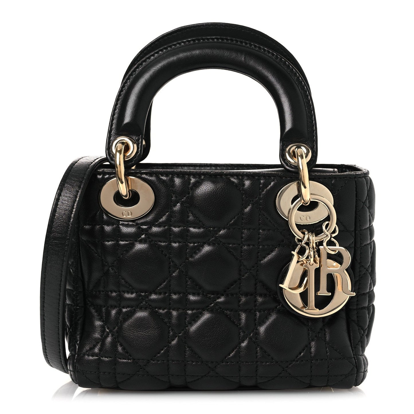 Lambskin Cannage Mini Lady Dior Black