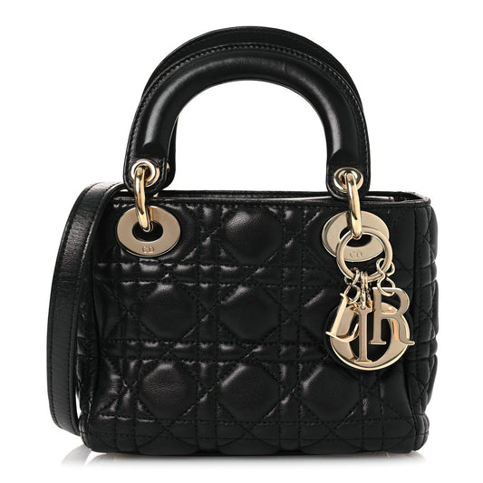 Lambskin Cannage Mini Lady Dior Black