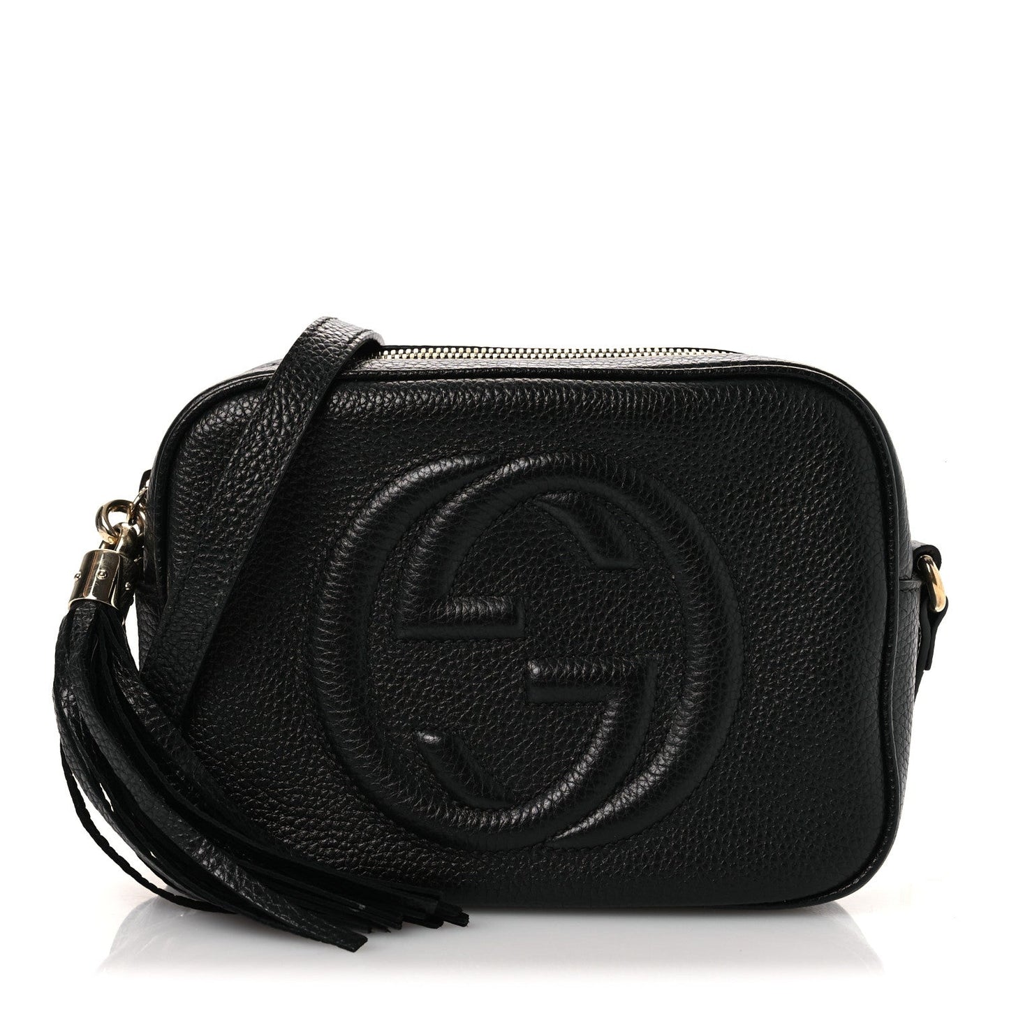 Pebbled Calfskin Small Soho Disco Bag Black
