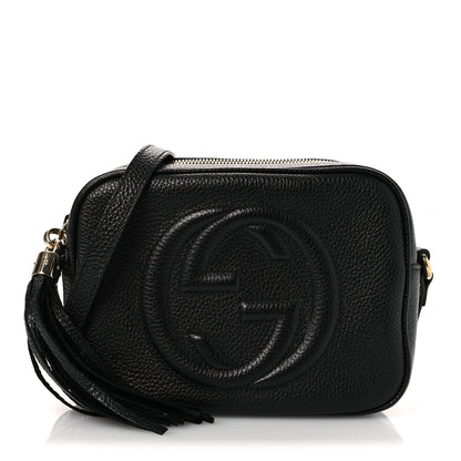Pebbled Calfskin Small Soho Disco Bag Black