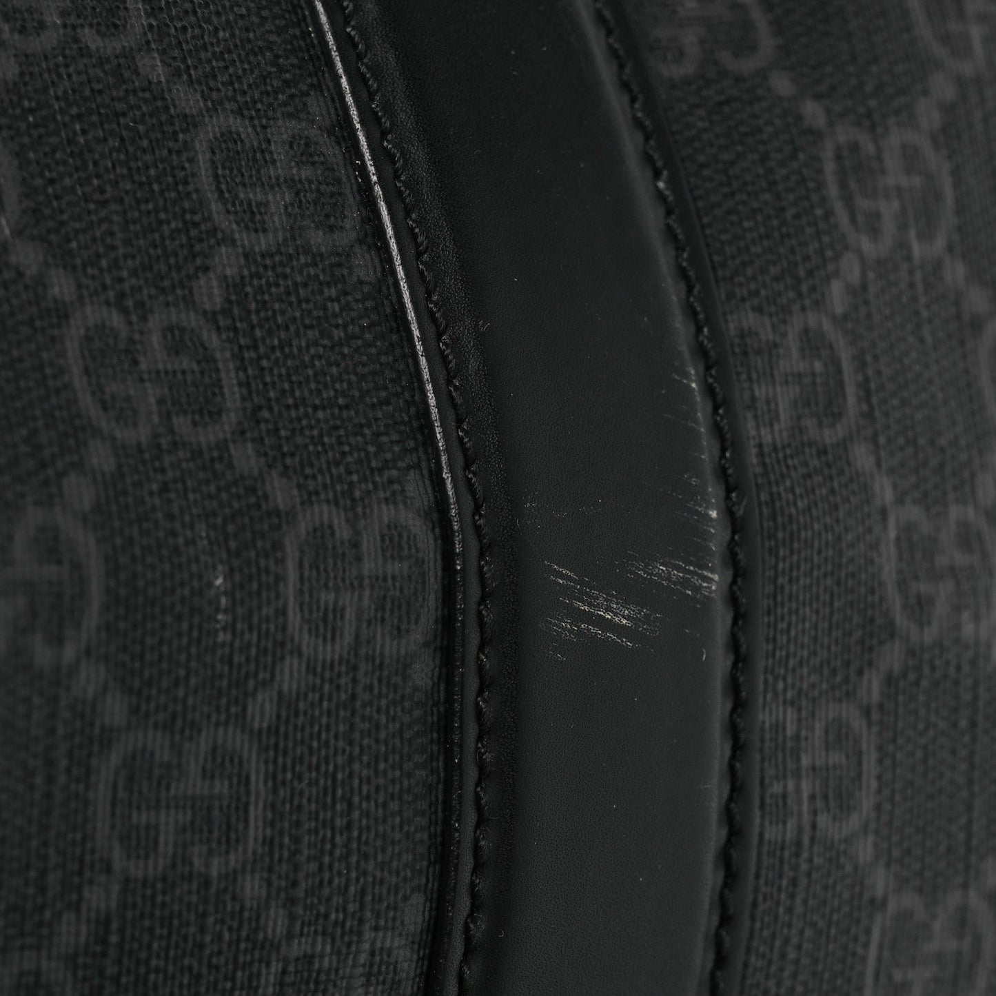 Soft GG Supreme Monogram Appia Calfskin Web Large Carry On Duffle Bag Black Grey